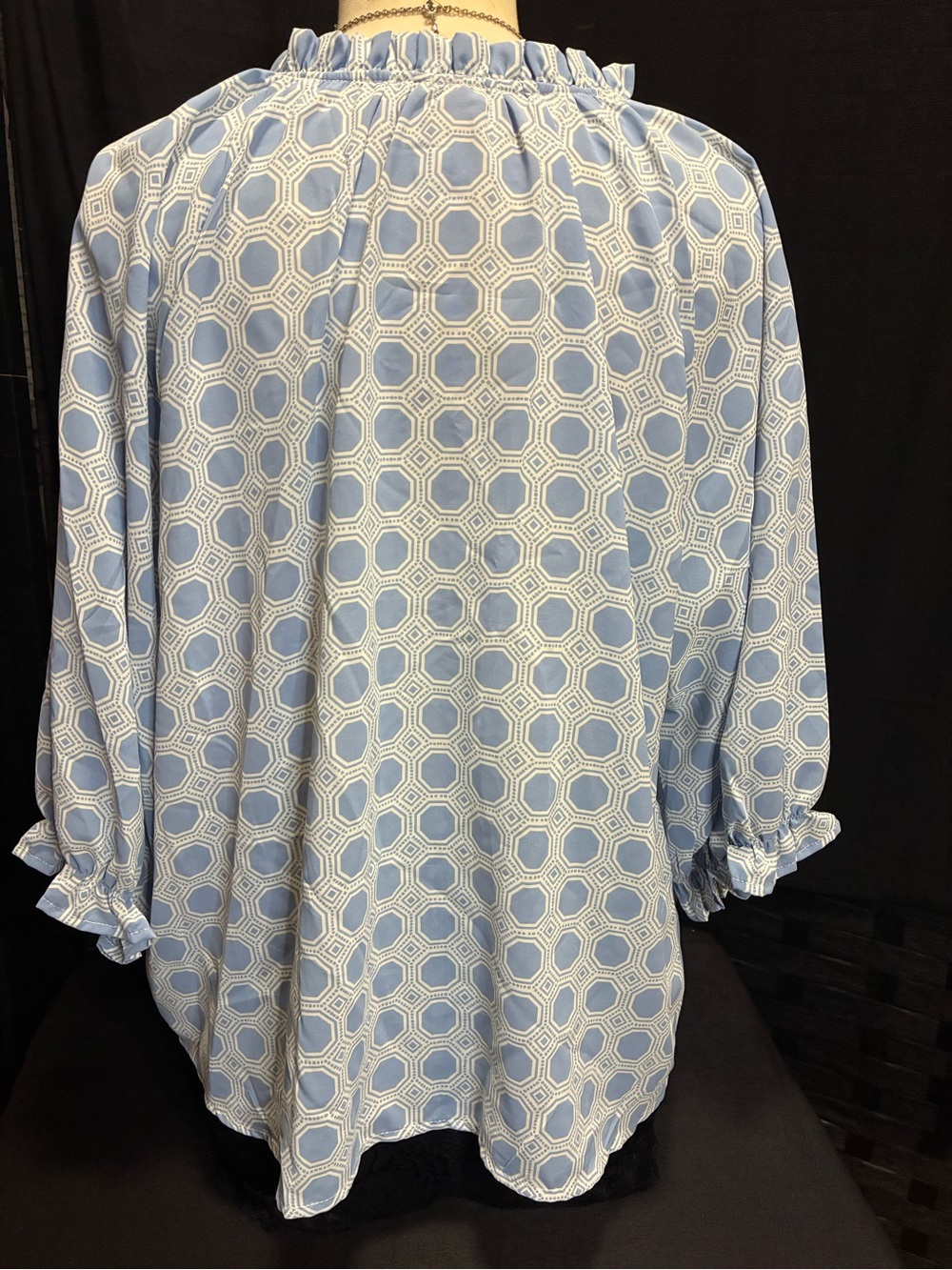 Ruby Rd. Light Blue Geometric Button-Front Blouse - Picture 6 of 9